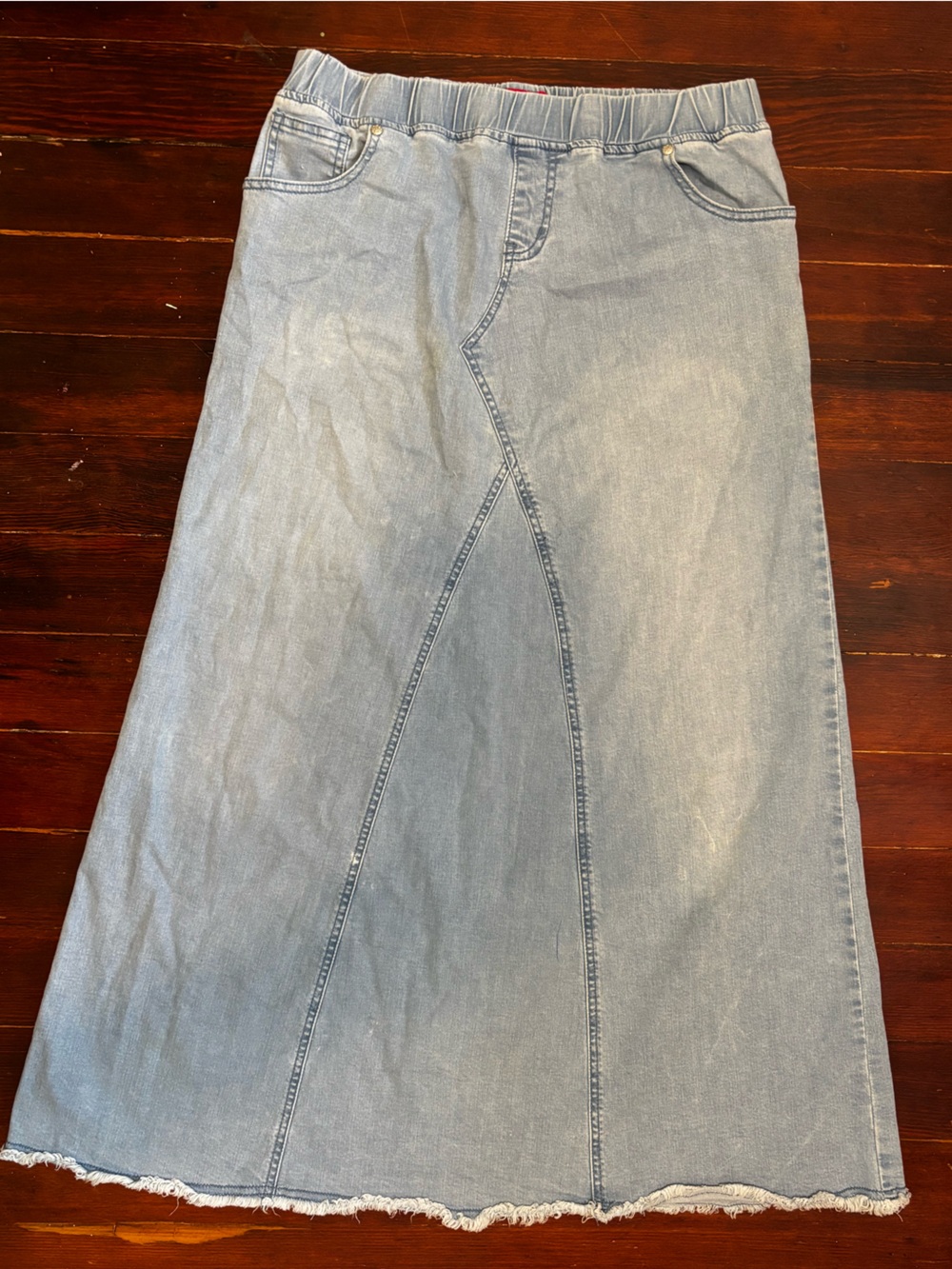 Style J Light Blue Denim Maxi Skirt with Elastic Waist size 12/32
